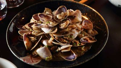 <p>Spice Temple's&nbsp;<a href="http://kitchen.nine.com.au/2017/01/25/15/40/spice-temples-pippies-with-pork-and-shaoxing-wine" target="_top">pippies with pork and Shaoxing wine</a>&nbsp;recipe.</p>