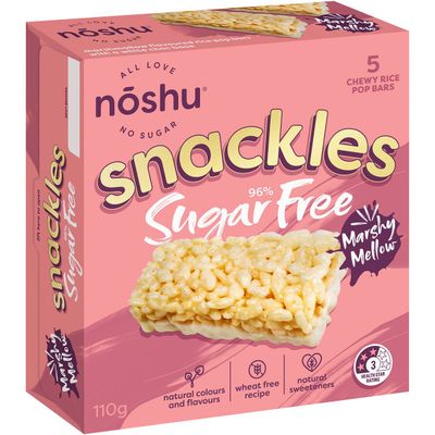 Noshu 96% Sugar Free Marshy Mellow Snackles Bars 110g
