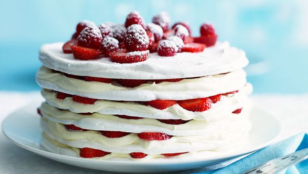 Image result for Strawberries and cream meringue cake