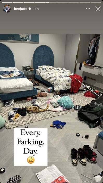 Bec Judd's kids destroy room