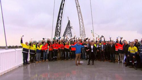 The footbridge will connect the Optus Stadium to East Perth and the Burswood Peninsula. Picture: 9NEWS.