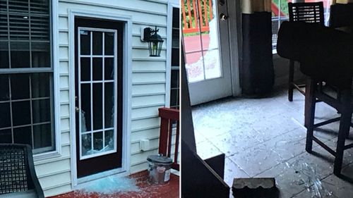 Mr Skinner flew from New Zealand via Sydney, before travelling by bus to Richmond, Virginia, which is 175km south of the US capital. Images show the damage done to the house of the 14 year old girl he met online.