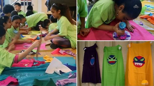 Schoolkids create 'self-esteem boosting' superhero capes for homeless children