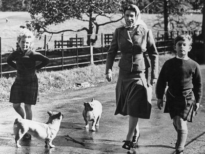The royals with the corgis, 1957