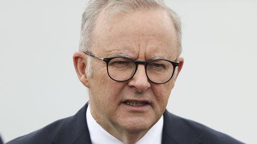 Prime Minister Anthony Albanese at a doorstop interview