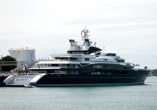 The 134m superyacht Serene berthed at Auckland's Wynyard Wharf in 2015.