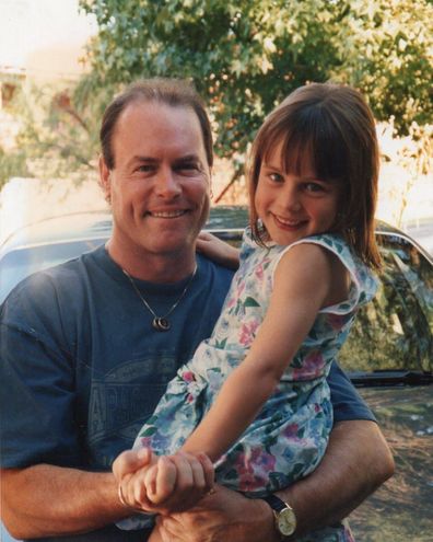 Casey Burgess as a child with her father Ray Burgess.