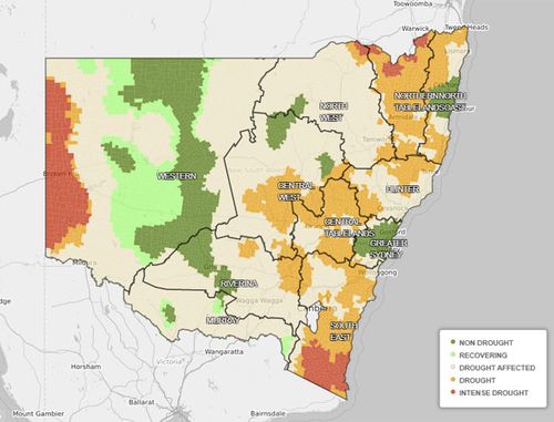 The combined drought indicator map shows 14 percent of NSW is now out of drought, while a further 8.3 percent is recovering. 