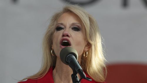 Kellyanne Conway addresses the crowd. (AAP)