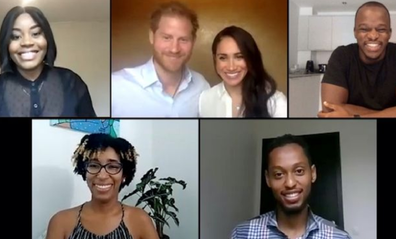 The Duke and Duchess of Sussex joined in the conversation from their home in LA.