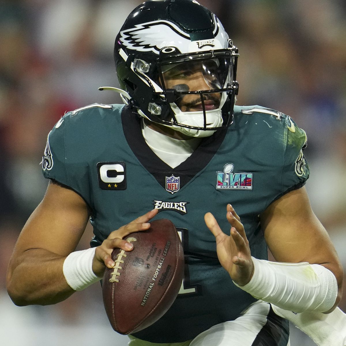 Quarterback Jalen Hurts of the Philadelphia Eagles celebrates after News  Photo - Getty Images