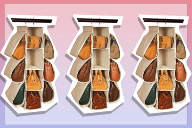 9PR: LONGTEAM Hanging Purse Handbag Organizer Homewares Nonwoven 10 Pockets Hanging Closet Storage Bag