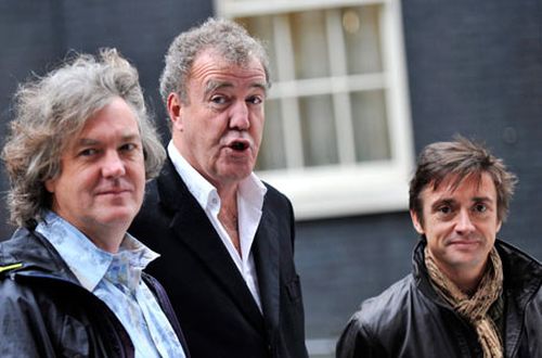 Top Gear's Jeremy Clarkson (centre) with co-hosts James May and Richard Hammond. (AAP)