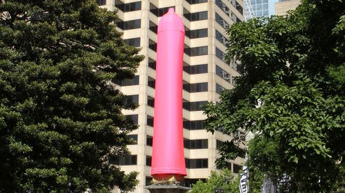 Sydneysiders embrace giant pink condom