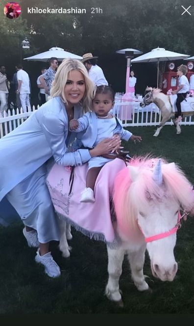 Khloé Kardashian and Tristan Thompson at daughter True Thompson's first birthday party