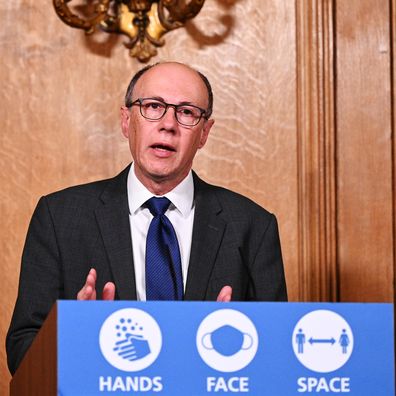 Professor Stephen Powis, National Medical Director of NHS England, talks during the government Covid-19 virtual press conference in Downing Street, on November 12, 2020 in London, England.