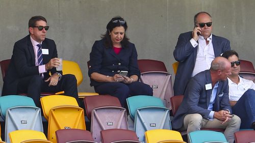 Queensland Premier Annastacia Palaszczuk at the cricket yesterday.