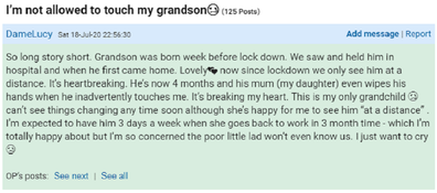 Grandmother talks about baby on Mumsnet