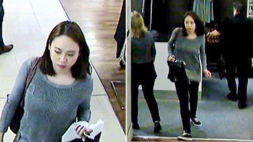 CCTV images show Mengmei Leng shopping on Pitt Street last Thursday. (Supplied)