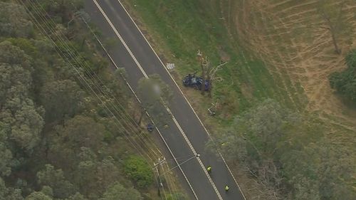 Police said the car was travelling along ﻿Stintons Road at Park Orchards when it left the road and hit a tree after 2.30pm yesterday.