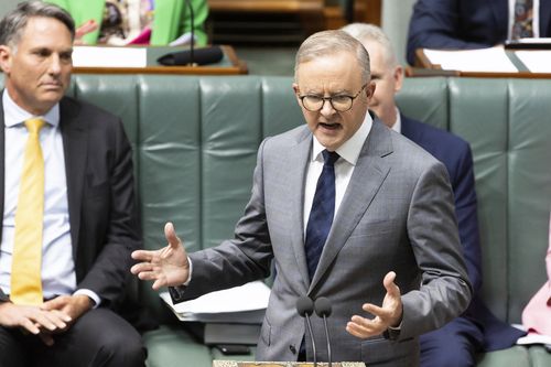 Prime Minister Anthony Albanese during Question Time at Parliament House in Canberra on Monday 13 February 2023. fedpol Photo: Alex Ellinghausen