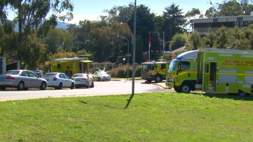 Emergency services were called to the building in Yarralumla around 10:45am yesterday. (9NEWS)