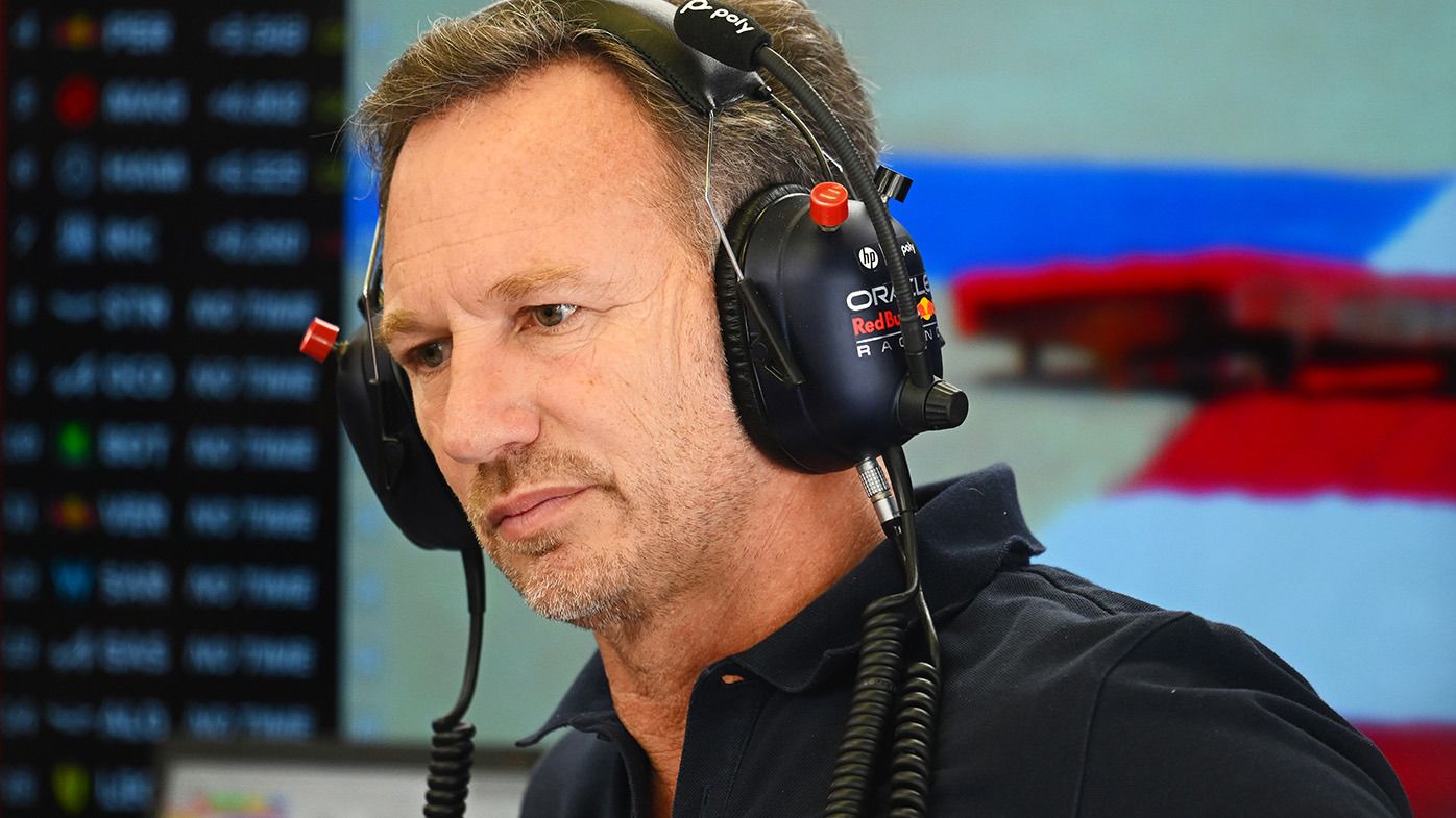 Oracle Red Bull Racing Team Principal Christian Horner looks on in the garage during day three of F1 Testing at Bahrain International Circuit on February 23, 2024 in Bahrain, Bahrain. (Photo by Clive Mason/Getty Images)