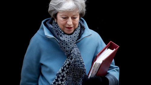 UK Prime Minister Theresa May leaves 10 Downing Street.