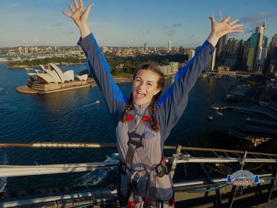 Keiley completes a bridge climb in Sydney before her illness struck.