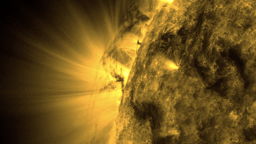 The dark-coloured plumes of plasma seen in SDO images extended more than 32,186 kilometres above the sun's surface.