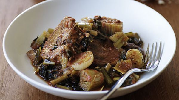 Braised lamb with chicory