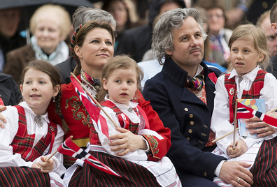 Princess Martha Louise and Ari Behn with their daughters Maud Angelica, Leah Isadora and Emma Tallulah in Southwark Park as they celebrate Norway National Day in 2013.