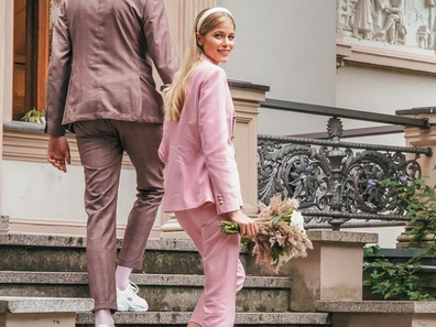 Luise Jäsche wore the suit after a last minute disaster with her wedding dress.