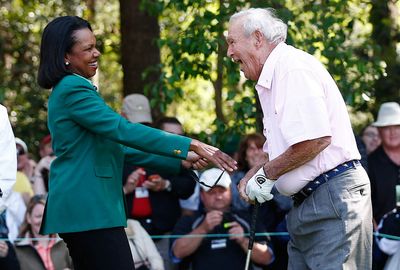 Former Secretary of State Condoleezza  Rice and Arnold Palmer. (AAP)
