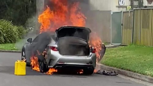 A car was set alight in Carramar after the shots were fired.