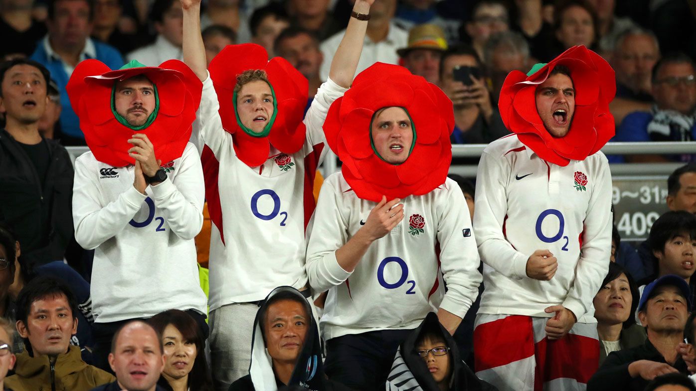 England fans celebrate during the Rugby World Cup 2019 