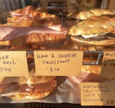 $14 ham and cheese croissant