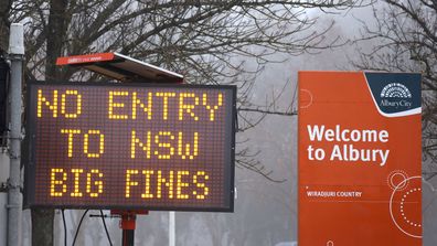 A sign at the NSW border in July.