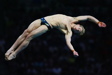 Matthew Mitcham competes during the Men's 10m Platform Final diving event held at the National Aquatics Center on Day 15 of the Beijing 2008 Olympic Games