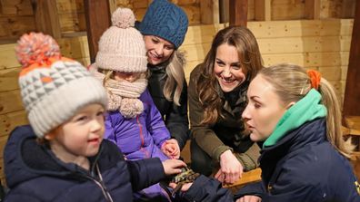 Kate Middleton, Duchess of Cambridge meets with children from two local nurseries during a visit to The Ark Open Farm on February 12, 2020 in Newtownards, Northern Ireland
