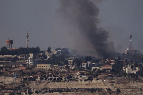 Smoke rises from a fire in southern Lebanon as seen from northern Israel, Saturday, Oct. 5, 2024 