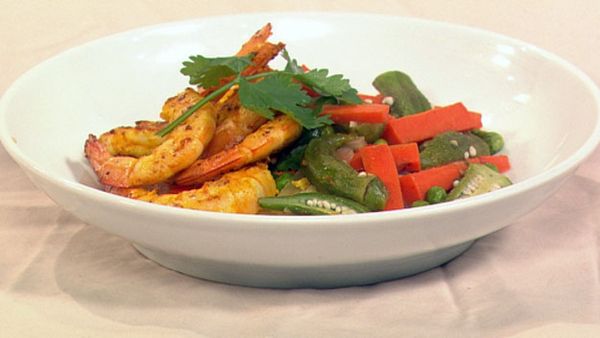 Indian prawn stir-fry