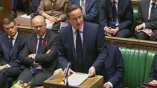 British Prime Minister David Cameron in parliament. (AAP)