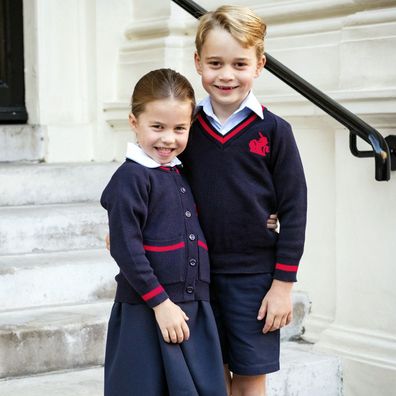 Princess Charlotte and Prince George before Charlotte's first day of school