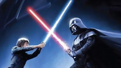 Light saber fight Luke Skywalker Darth Vader