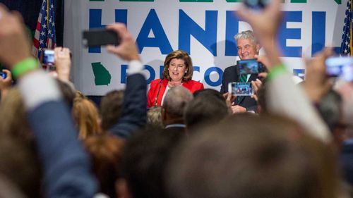 Karen Handel makes her victory speech. (AAP)