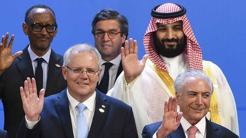 Scott Morrison with Mohammad bin Salman. 