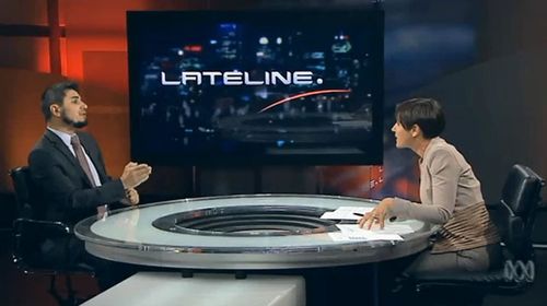ABC host Emma Alberici interviews Australian representative of Hizb ut-Tahrir, Wassim Doureihi on Lateline. (ABC)
