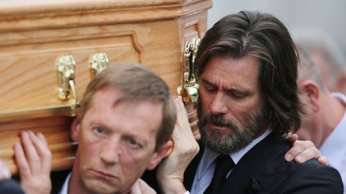 Carrey at Ms White's funeral. (AAP)