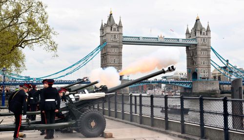 Gun salutes were heard across London the day after the new prince was born. (PA/AAP)